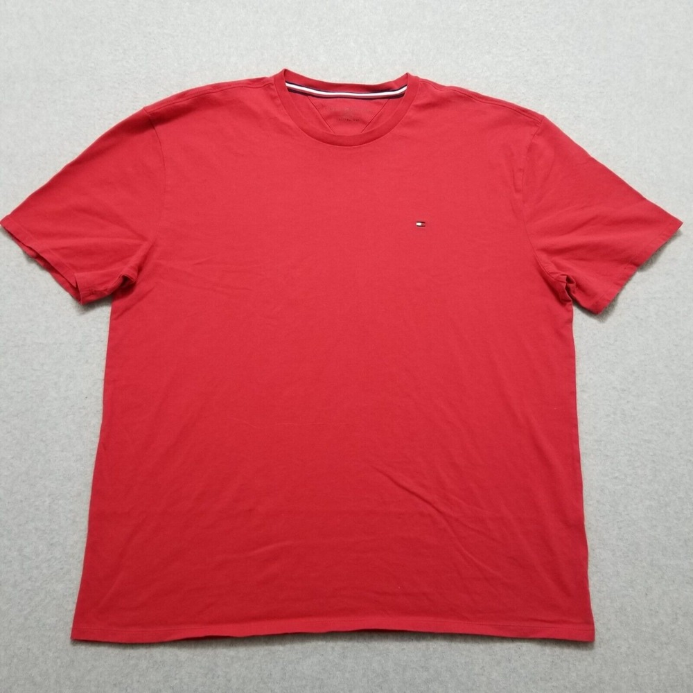 Tommy Hilfiger Shirt Mens 2XL Red Short Sleeve Logo